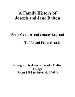 A Family History of Joseph and Jane Dalton