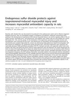 Endogenous Sulfur Dioxide Protects Against Isoproterenol-Induced