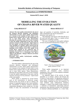 Modelling the Evolution of Crasna River Water Quality