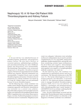 Nephroquiz 10: a 16-Year-Old Patient with Thrombocytopenia and Kidney Failure