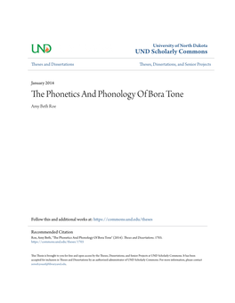 The Phonetics and Phonology of Bora Tone