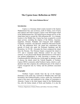 The Cyprus Issue: Reflection on TRNC