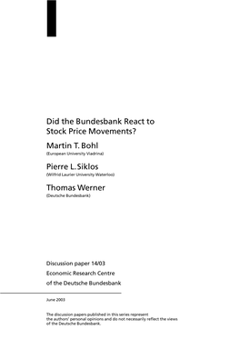 Did the Bundesbank React to Stock Price Movements? Martin T