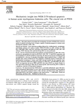 Mechanistic Insight Into WEB-2170-Induced Apoptosis In
