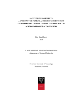 Safety Vests for Jockeys: a Case Study of Primary and Dependent-Secondary Users Affecting the Evolution of Vest Design in the Australian Horse-Racing Industry