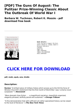 Pdf the Guns of August: the Pulitzer Prize-Winning Classic About The