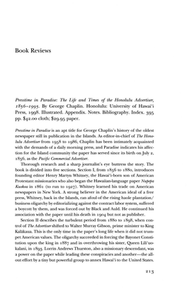 1856—1995. by George Chaplin. Honolulu: University of Hawai'i Press, 1998