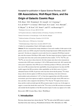 OB Associations, Wolf-Rayet Stars, and the Origin of Galactic Cosmic Rays W.R