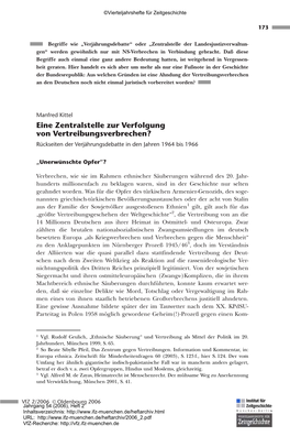 Eine Zentralstelle Zur Verfolgung Von Vertreibungsverbrechen? Rückseiten Der Verjährungsdebatte in Den Jahren 1964 Bis 1966