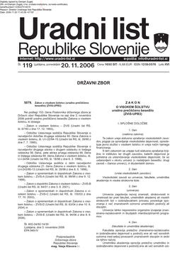 Republike Slovenije Internet: E-Pošta: Info@Uradni-List.Si Št