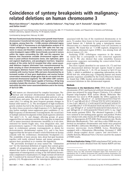 Related Deletions on Human Chromosome 3