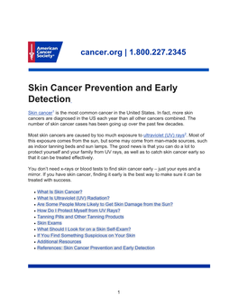 Skin Cancer Prevention and Early Detection