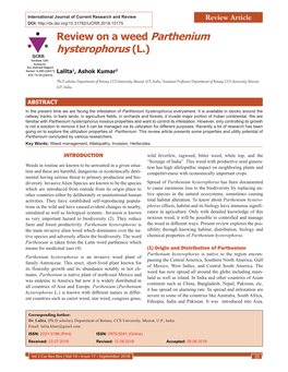 5 Review on a Weed Parthenium Hysterophorus.Indd