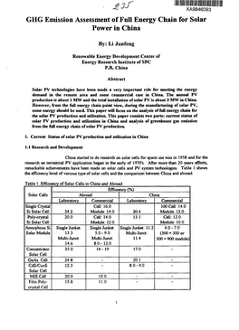 GHG Emission Assessment of Full Energy Chain for Solar Power in China