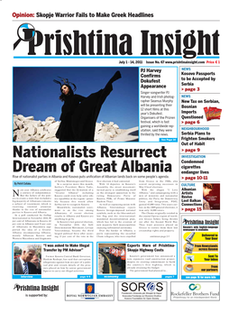 Nationalists Resurrect Dream of Great Albania from Page 1 Have Expressed a Desire to Unite