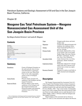 Neogene Nonassociated Gas Assessment Unit of the San Joaquin Basin Province 1