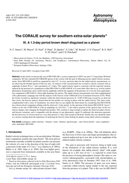 The CORALIE Survey for Southern Extra-Solar Planets?