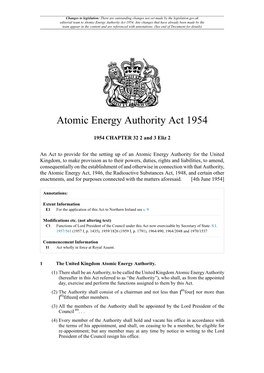 Atomic Energy Authority Act 1954