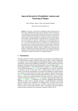 Spectral Kernels for Probabilistic Analysis and Clustering of Shapes