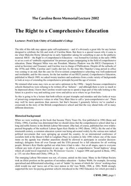 The Right to a Comprehensive Education