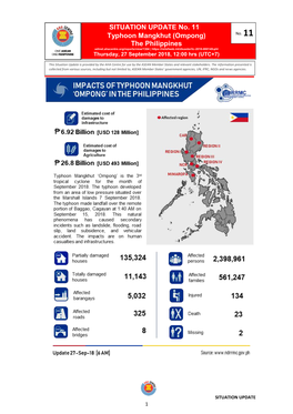 SITUATION UPDATE No. 11 Typhoon Mangkhut (Ompong) the Philippines