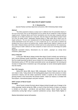 Swot Analysis of Maruti Suzuki