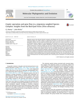 Cryptic Speciation and Gene Flow in a Migratory Songbird Species Complex