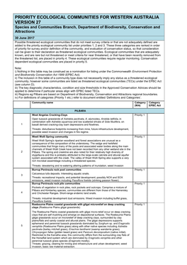 Priority Ecological Communities for Western