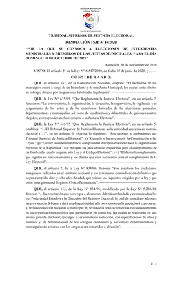 1/15 Tribunal Superior De Justicia Electoral