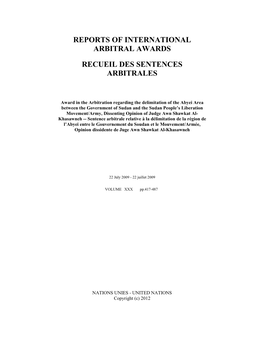 Award in the Arbitration Regarding the Delimitation of the Abyei Area