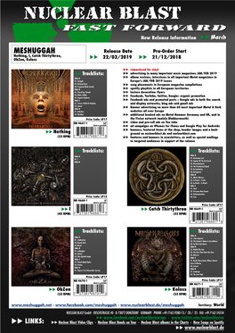 MESHUGGAH Release Date Pre-Order Start Nothing, I, Catch Thirtythree, Uu Uu Obzen, Koloss 22/03/2019 21/12/2018