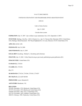 19 of 172 DOCUMENTS UNITED STATES PATENT AND