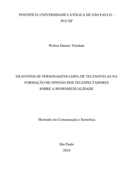 PUC/SP Welton Danner Trindade OS EFEITOS DE PERSONAGENS