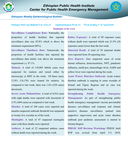 Ethiopian Weekly Epidemiological Bulletin Vol. 3/No. 5