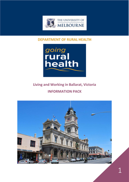 DEPARTMENT of RURAL HEALTH Living and Working in Ballarat