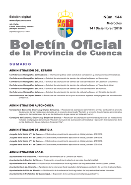 Boletín Oficial De La Provincia De Cuenca Sumario Administración Del Estado