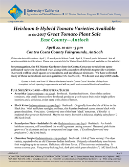 2017 Heirloom & Hybrid Tomato Varieties Available--Antioch