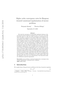 Higher Order Convergence Rates for Bregman Iterated Variational Regularization of Inverse Problems