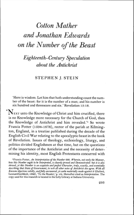 Cotton Mather and Jonathan Edwards on the Number Ofthe Beast