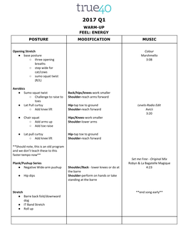 2017 Q1 Warm-Up Feel: Energy Posture Modification Music