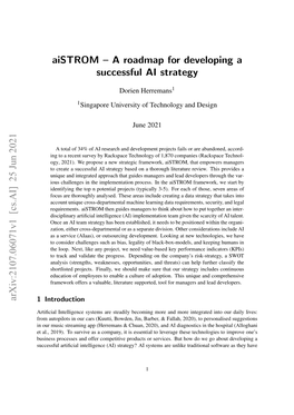 Aistrom – a Roadmap for Developing a Successful AI Strategy Arxiv