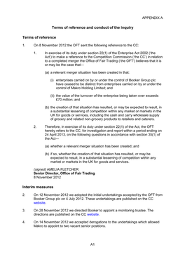 Booker Makro Merger Inquiry Appendices and Glossary