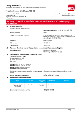 Safety Data Sheet: Potassium Bromate