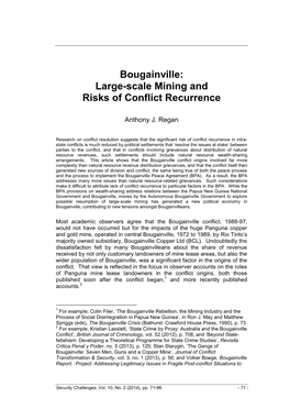 Bougainville: Large-Scale Mining and Risks of Conflict Recurrence