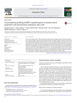 Transcriptional Profiling of MEF2-Regulated Genes in Human