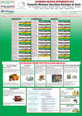 Calendario Raccolta Differenziata 2019