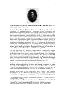 Middle-Aged Subaltern: Gerald Archibald Arbuthnot (1872-1916): MP, Royal Navy Officer and Grenadier Guardsman Among the Officers