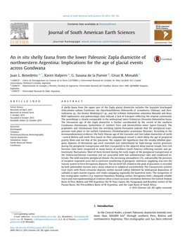 An in Situ Shelly Fauna from the Lower Paleozoic Zapla Diamictite of Northwestern Argentina: Implications for the Age of Glacial Events Across Gondwana