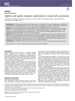 Apelin and Apelin Receptor Expression in Renal Cell Carcinoma