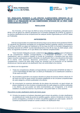 RESOLUCION En a Coruña, a 27 De Mayo De 2020 Se